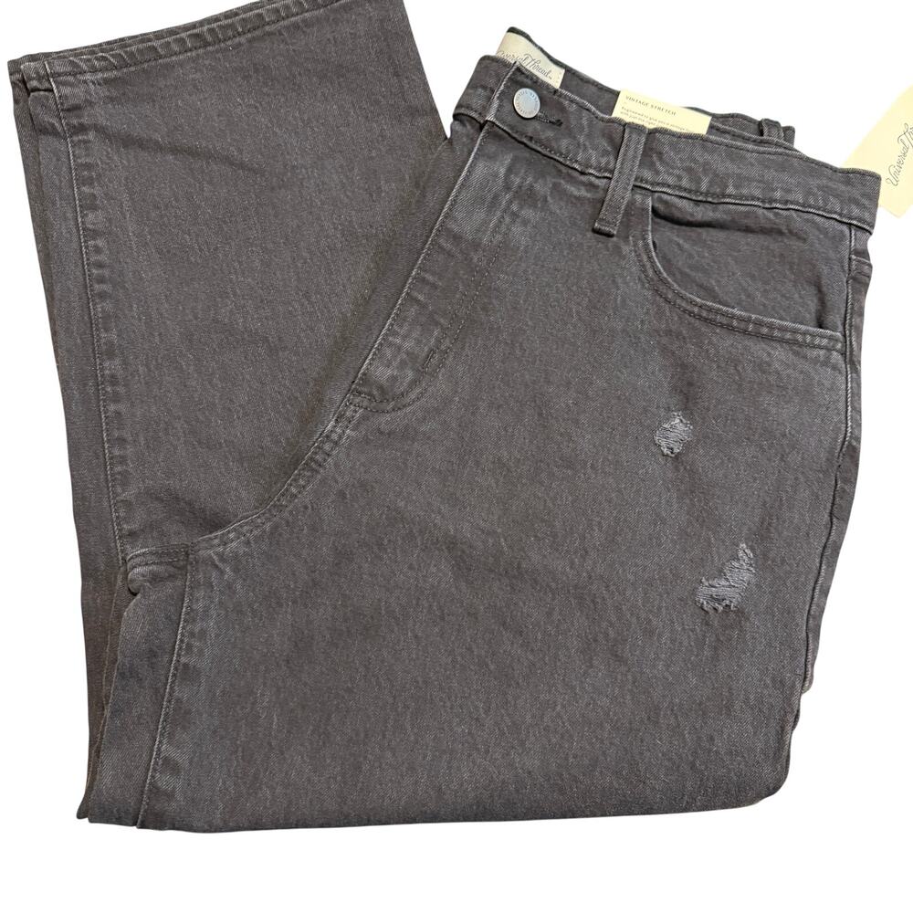 Universal Thread Women's Black High-Rise Distressed Straight Jeans - 16S - NWT